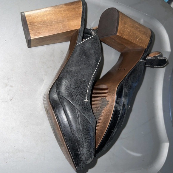 Fossil Peep Toe Genuine Leather Block Heel Platform Sandals 9 - Picture 5 of 5